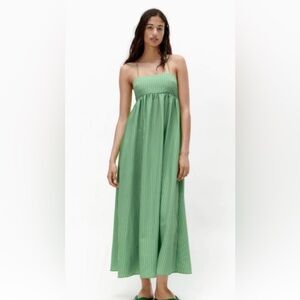 Zara Green Pinstripe Maxi Dress